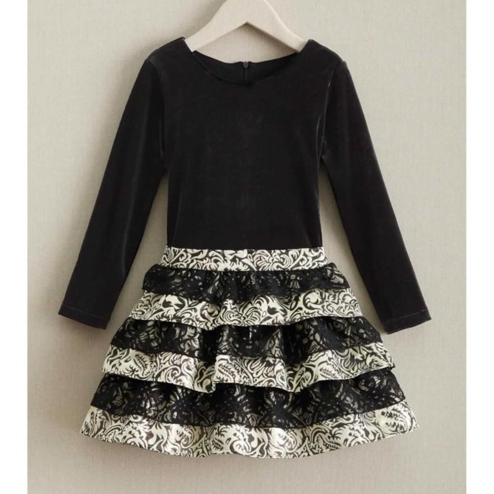 Chasing Fireflies Brocade Ruffle Dress Sz 10